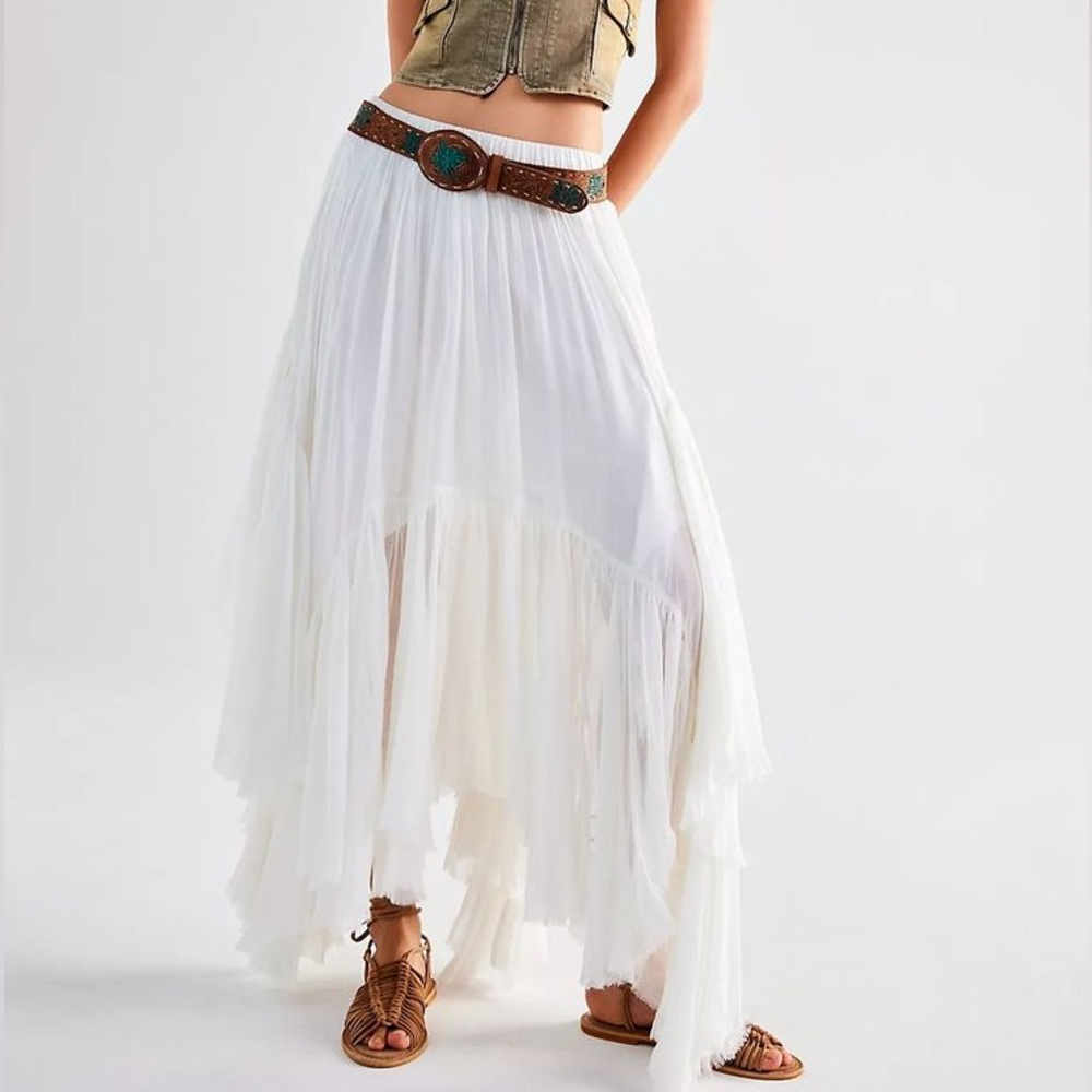 NWT Free People Asymmetrical Boho White Skirt